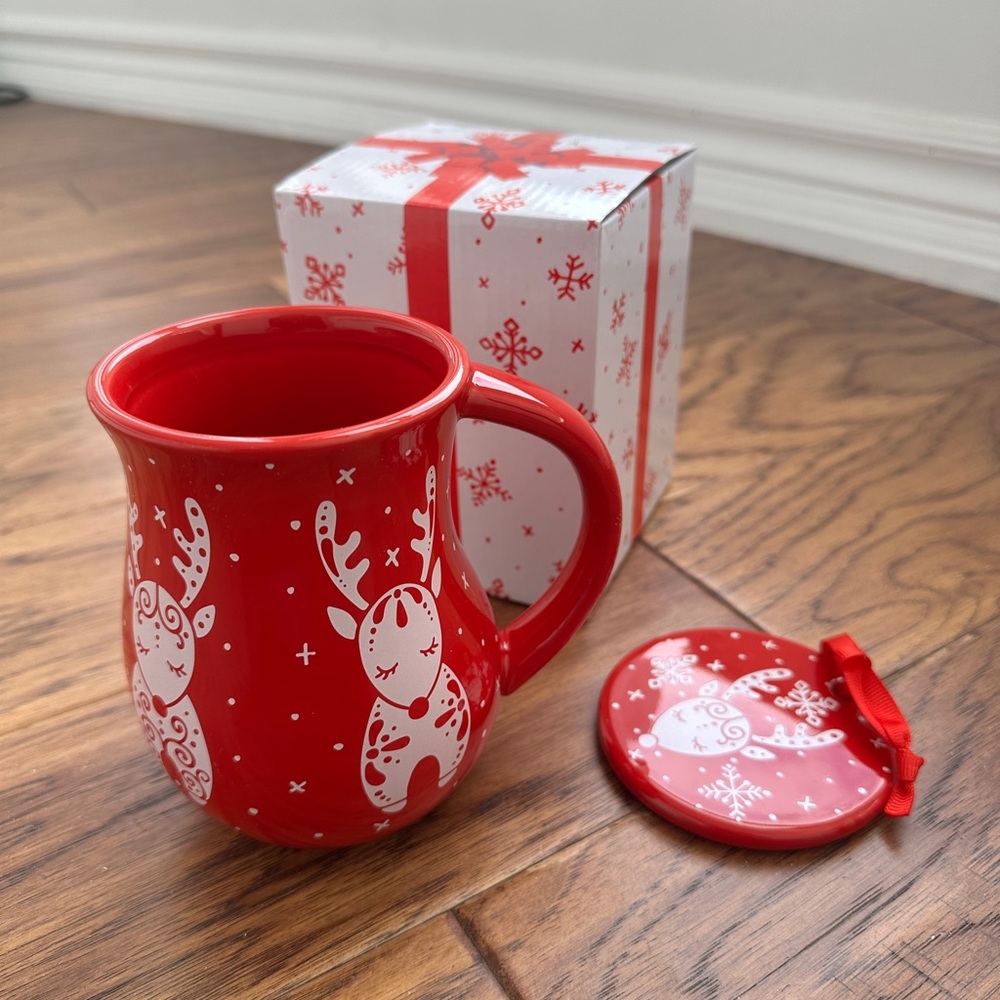 Temp-tations Single Coffee Mug w/Lid-it (Tray) (Reindeer), 18 ounces
